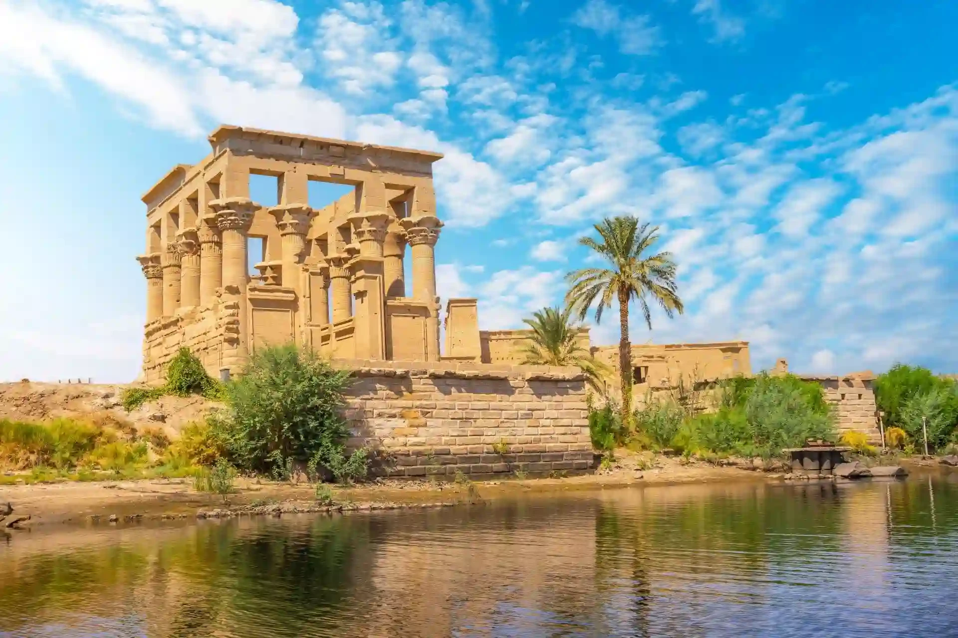 Philae Temple on an island in the Nile River