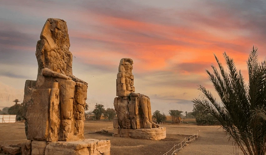 Colossi of Memnon at Sunrise in Luxor