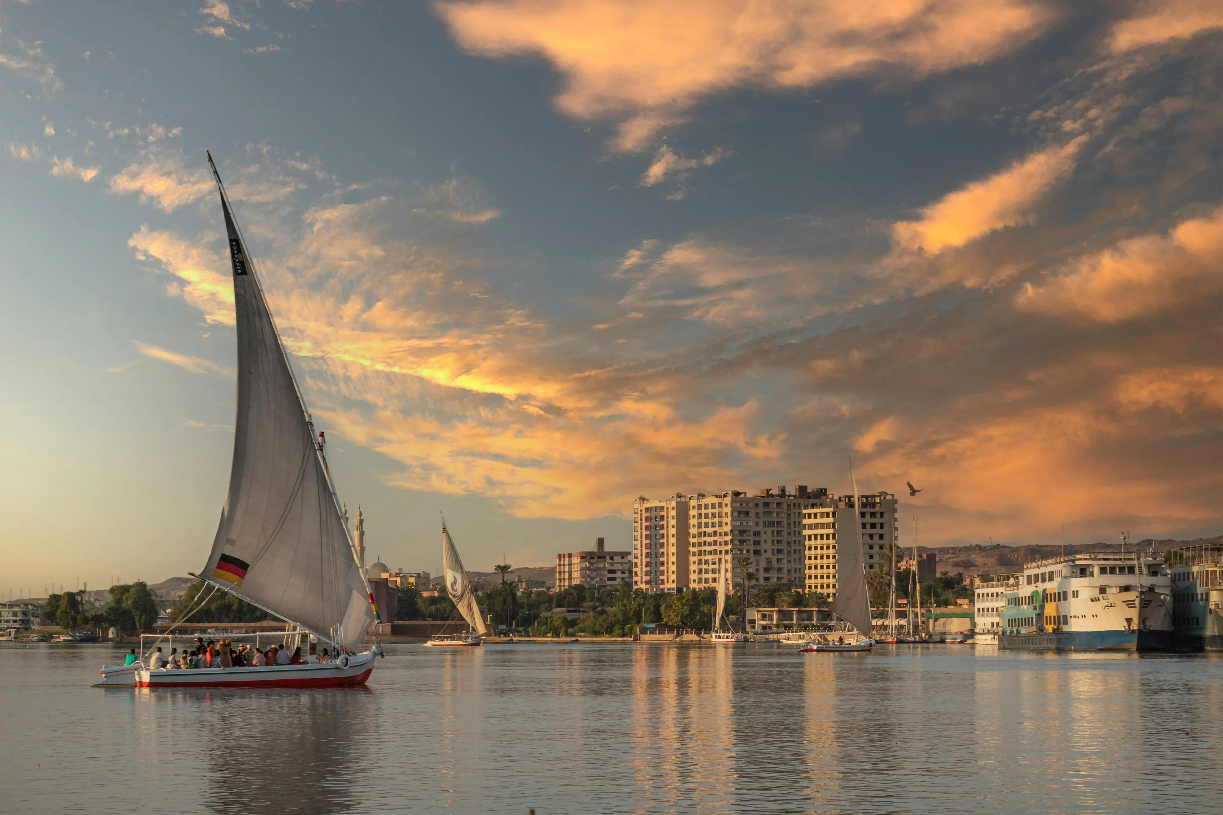 The Nile River in Egypt during sunset